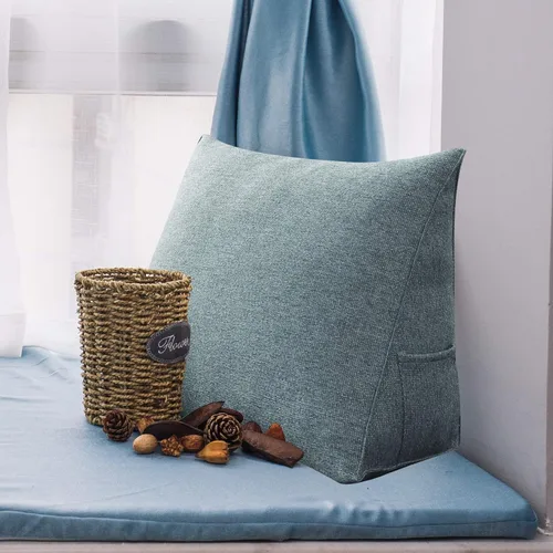 Vista 5 de Almohada pequeña de cuña para cabecero, almohada de lectura para sentarse en la cama, respaldo de adulto, almohada triangular de refuerzo para sofá