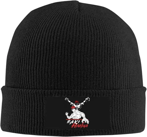 Vista 2 de Anime Baki The Grappler Beanie Hats for Men Women Winter Fashion Soft Warm Novelty Knit Cuffed Hat Hip-Hop Cap Black