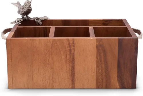 Vista 3 de Vagabond House Caddy - Cubertería rectangular de madera de acacia/utensilios para servir/utensilios/soporte para llevar todo el soporte de peltre