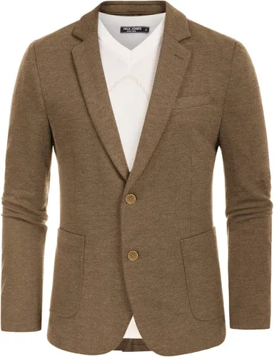 Vista 4 de PJ PAUL JONES Chaqueta casual de punto para hombre, chaqueta deportiva ligera de dos botones, sin forro