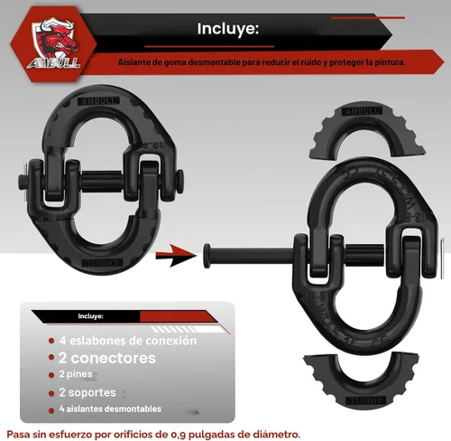 Vista 3 de Paquete de 2 Conectores de Eslabón de Cadena de Seguridad de 1/2", Eslabón de Acoplamiento Hammerlock de Enganche de Remolque G80, Conector