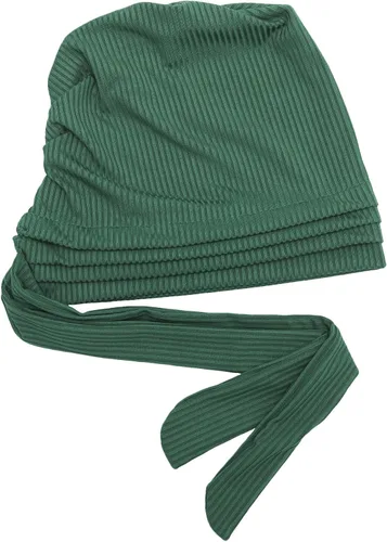 Vista 10 de ZLYC Gorro de quimioterapia para mujer, bufanda suave para la cabeza, gorro elástico Verde sólido
