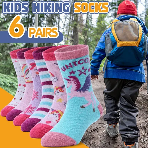 Vista 57 de ANTSANG Calcetines de Lana, Calcetines Térmicos Cálidos y Gruesos Tipo Crew Boot para Niños Pequeños, Niños y Niñas, 6 Pares