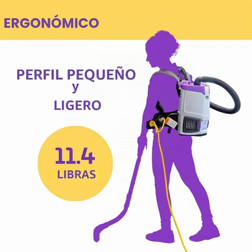 Vista 6 de ProTeam GoFit 3 Aspiradora de Mochila Comercial con Kit de Herramientas de Vara de Dos Piezas Multisuperficie Xover, 3 cuartos de galón, Con Cable