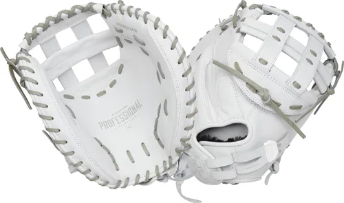 Vista 17 de Easton Professional Collection Fastpitch Softball Glove Bronceado/Negro Web de barra doble de poste único