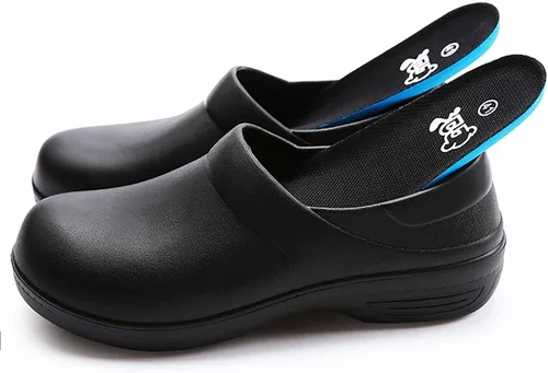 Vista 4 de Zapatos de trabajo antideslizantes para hombres, zapatos de cuero antideslizantes para servicio de alimentos, zapatos antideslizantes para servicio