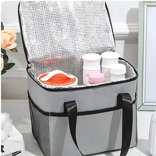 Vista 2 de Lonchera para mujeres y hombres, bolsa de almuerzo aislada con contenedor enfriador de gran capacidad y bolsillo de malla para trabajo, oficina