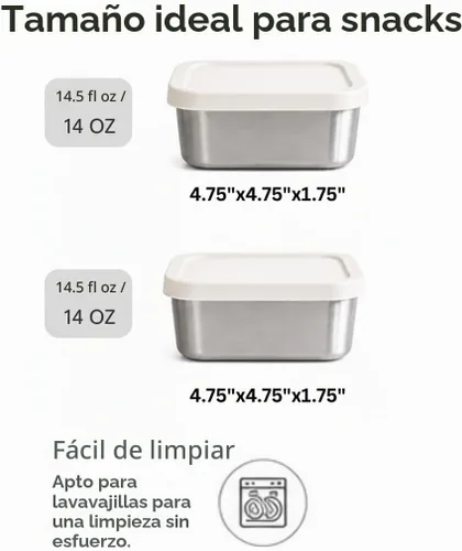 Vista 4 de Modaniam Flexibento - Juego de recipientes de acero inoxidable con tapas de silicona, paquete de 2 unidades de 14 onzas cada uno