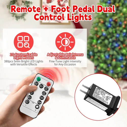 Vista 6 de Árbol de Navidad preiluminado de 7 pies con control remoto e