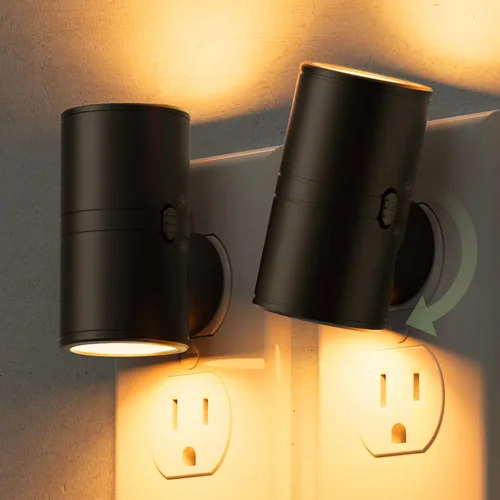 Vista 28 de L LOHAS LED Luz nocturna con sensor de movimiento, mini luces nocturnas activadas por movimiento, enchufar a la pared, luz giratoria con sensor