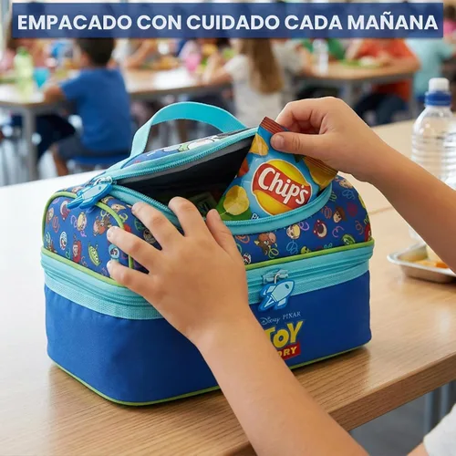 Vista 6 de Get Trend Disney Toy Story - Lonchera térmica reutilizable para niños, bolsa enfriadora ligera, doble compartimento con asa, se adapta a la lonchera