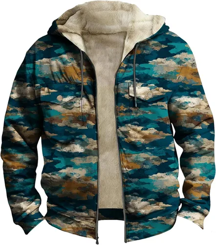 Vista 5 de LIZALIG Sudadera con capucha y cremallera para hombre, con forro polar grueso, abrigo de moda de otoño, abrigo cálido de invierno