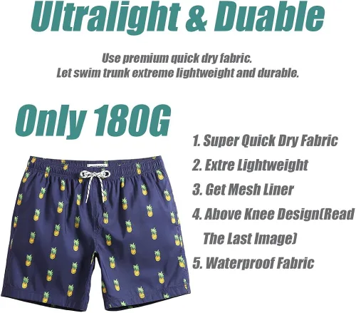 Vista 4 de maamgic Mens Quick Dry Stretch Short Boardshorts Flamingo Swim Trunks