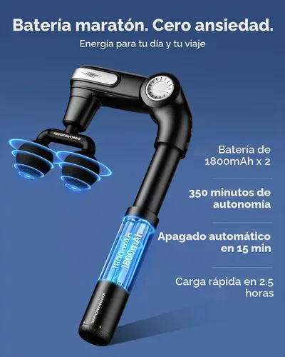 Vista 6 de KingPavonini Pistola de masaje plegable con cabeza de doble bola, cabeza ajustable y mango extensible, pistola de masaje de espalda de mano