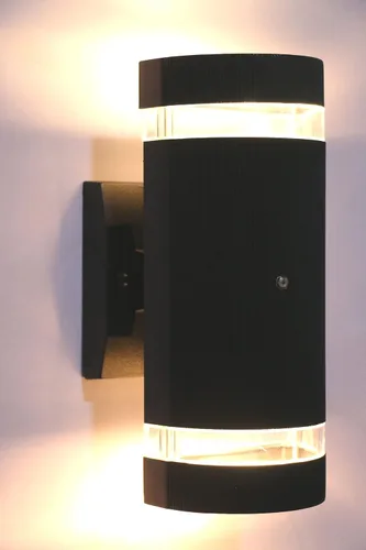 Vista 4 de Lámpara de pared para exteriores moderna con sensor de atardecer a amanecer, montaje en pared, impermeable, antioxidante, semi cilindro arriba
