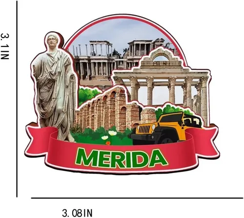 Vista 3 de Mérida Extremadura - Imán de madera para nevera, diseño de España, 3764, monumentos en 3D, para viajes, coleccionables, recuerdos, decoración hecha