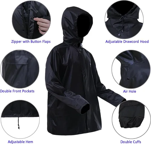 Vista 2 de Rizzon Chaqueta de traje de lluvia para hombres y mujeres, impermeable, ligero, equipo de lluvia para exteriores, granja, pesca, motocicleta
