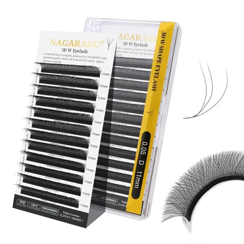 Vista 392 de NAGARAKU Extensiones de pestañas prefabricadas en abanico 3D W 0.05 C 0.315 0.05-C 3D W