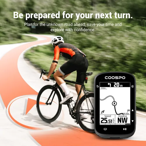 Vista 3 de COOSPO CS500 Computadora de Bicicleta Inalámbrica, GPS de Ciclismo de 6.6 cm LCD con Navegación de Ruta, Velocímetro de Bicicleta Bluetooth 5.0 ANT