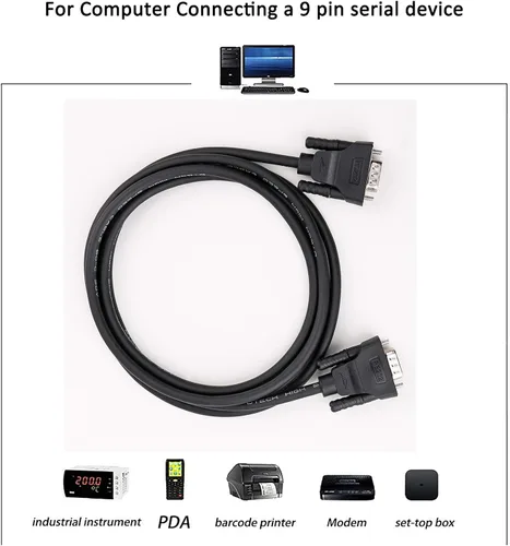 Vista 4 de DTech DB9 RS232 - Cable serie hembra a hembra, cable de módem nulo, cruce de 7 cables para comunicación de datos (1.5 pies, negro)