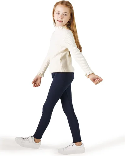 Vista 3 de Adorel Leggings de invierno con forro polar para niñas, paquete de 2