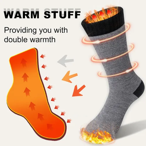 Vista 5 de Calcetines térmicos para hombre, calcetines cálidos de invierno para clima frío temperaturas extremas