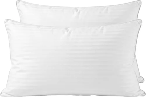 Vista 12 de East Coast Bedding Almohada de plumón de ganso blanco y plumas, soporte firme medio, 300 hilos, carcasa 100% algodón, estándar