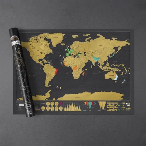Vista 6 de Mapa para rascar edición de lujo, mapa del mundo personalizado por Luckies