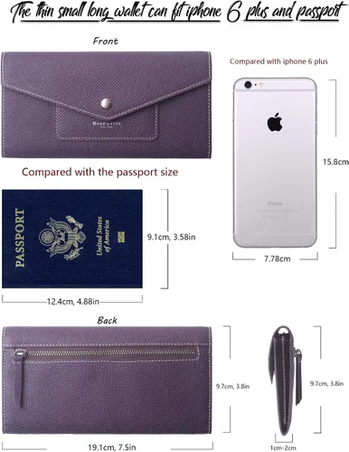 Vista 3 de Cartera de piel para mujer RFID con sobres ultrafinos