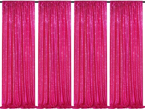 Vista 74 de 2 cortinas de 2 x 8 pies de lentejuelas con brillantina para marco de fotografía, para fiestas o fondos de fotografía