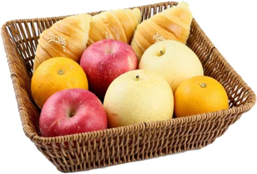 Vista 7 de Cestas de frutas Cesta de pan de mimbre, alimentos de mesa tejidos para servir frutas, verduras, cesta de servicio de restaurante