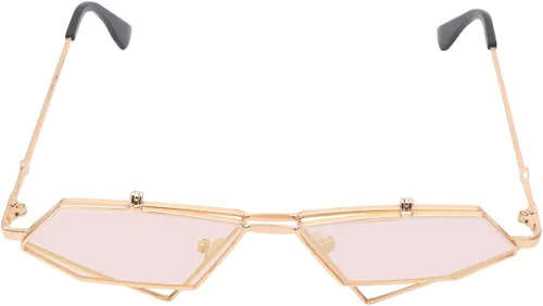 Vista 3 de Amosfun - Gafas de sol estilo punk, con forma de ojo de gato, color gris (marco dorado)