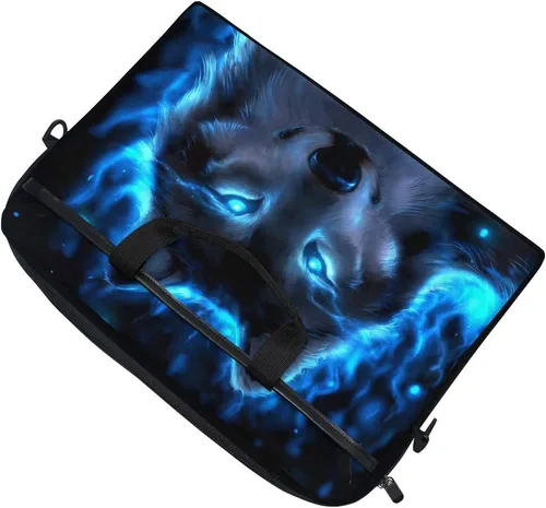 Vista 5 de ALAZA - Funda para portátil de 15 pulgadas con diseño de animal de lobo de medianoche, bolsa de hombro, maletín cruzado para mujeres, hombres, niñas