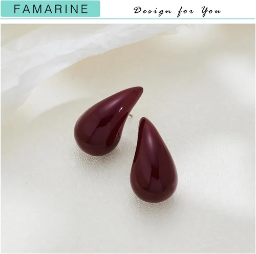 Vista 6 de FAMARINE Aretes de oro con forma de gota de agua para mujer, aretes grandes de oro con forma de lágrima