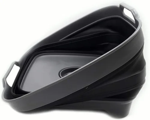 Vista 5 de SAMMART Sartén plegable de 2.64 galones con tapón de drenaje, lavabo plegable, tina portátil para lavar platos, bandeja de almacenamiento de cocina