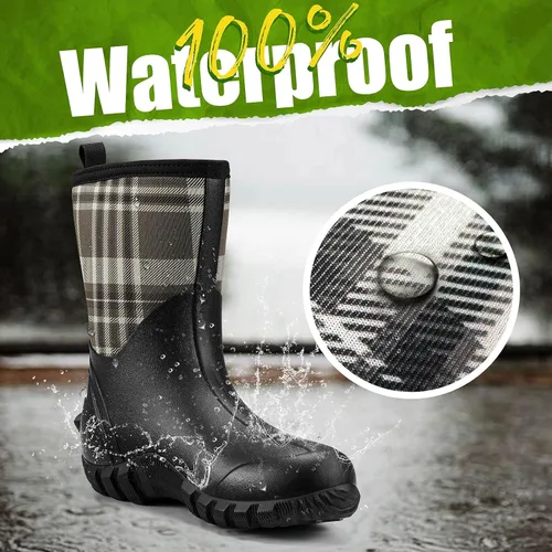 Vista 2 de TIDEWE Botas de goma para mujer botas de lluvia aisladas de neopreno de 0217in con vástago de acero botas de caza impermeables de media pantorrilla