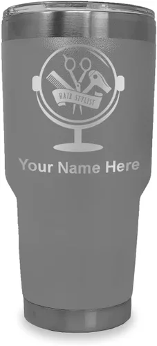 Vista 39 de LaserGram Taza de 20 onzas con aislamiento al vacío, para estilista de cabello, con grabado personalizado incluido (negro) Engraved Gift for Hair