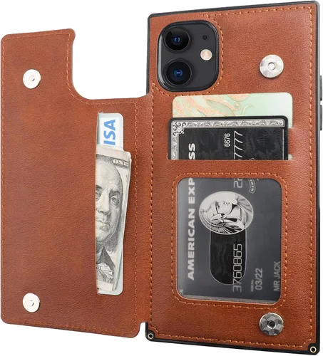 Vista 8 de Bocasal Funda tipo cartera para iPhone 11 Pro con tarjetero para tarjetas de crédito, piel sintética suave premium, función atril, cierre magnético