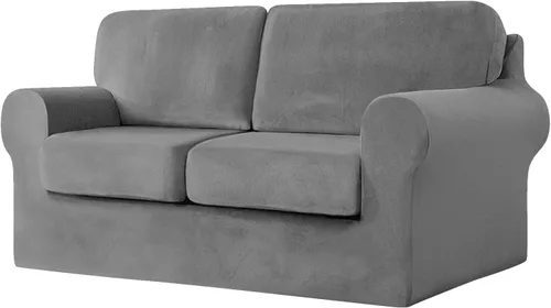 Vista 8 de Funda de sofá con fundas de cojín de asiento separadas y fundas de respaldo, fundas elásticas para sofá, fundas protectoras de terciopelo