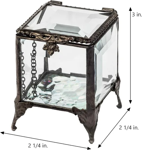 Vista 3 de J Devlin - Joyero decorativo de cristal biselado, caja 153