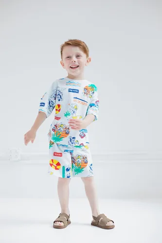 Vista 4 de Paw Patrol Conjunto de camiseta y pantalones cortos de felpa francesa de animales para niños pequeños (12 meses - 7-8)