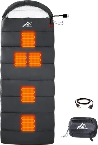 Vista 6 de Saco de dormir rectangular con calefacción, estilo sobre, 5 unidades de almohadillas de calefacción multiUSB, funciona con batería externa u otras