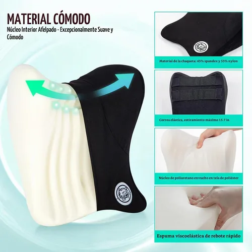 Vista 3 de Almohada para el Cuello del Asiento de Coche para Conducir, Almohada de Reposacabezas de Espuma Viscoelástica Suave con Correa Ajustable y Funda