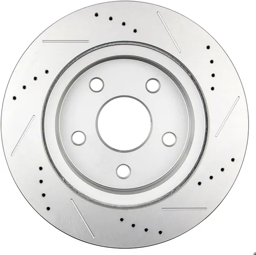 Vista 2 de SCITOO Rotores de disco D/S delanteros de 13.23 pulgadas y traseros de 13.86 pulgadas + pastillas de freno de cerámica de repuesto para Chrysler