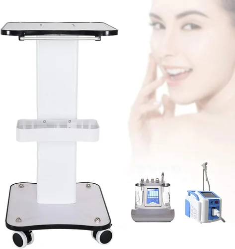 Vista 11 de Carrito de salón rodante - Carro móvil de aluminio con soporte para carritos rodantes médicos para cavitación ultrasónica, máquina RF, estante