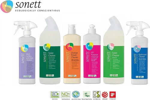 Vista 4 de Sonett Spray limpiador orgánico para baño y ducha, elimina los depósitos de cal en lugares difíciles de alcanzar y limpia los accesorios, acero