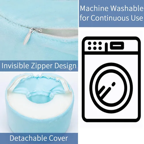 Vista 3 de Almohada de elevación de pie Protector de talón de tobillo Cojín de soporte de pie de cuña Funda extraíble con cremallera antiescaras para reposo