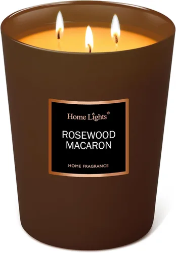 Vista 12 de HomeLights Velas perfumadas – Tarro grande de aromaterapia, cera de soja natural, 130 horas de combustión, cereza rubí y merlot