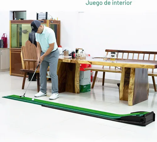 Vista 4 de Dollox Putting Green - Alfombrilla de Putting de Golf para Interiores, Alfombrilla con Retorno Automático de Pelota, Set de Mini Golf Accesorios