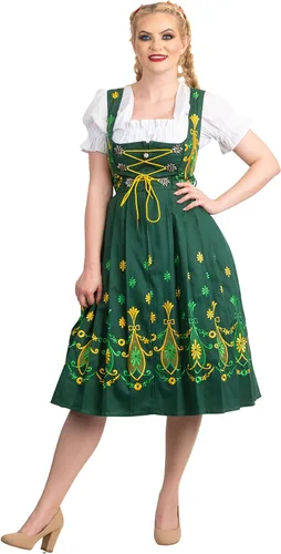 Vista 2 de 3-Pcs largo Alemán Dirndl Oktoberfest Bavarian Trachten Vestido de fiesta verde 38 8